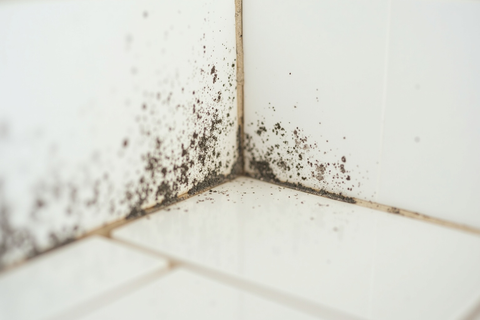 Schimmelfleck an einer Zimmerwand neben einem Fenster