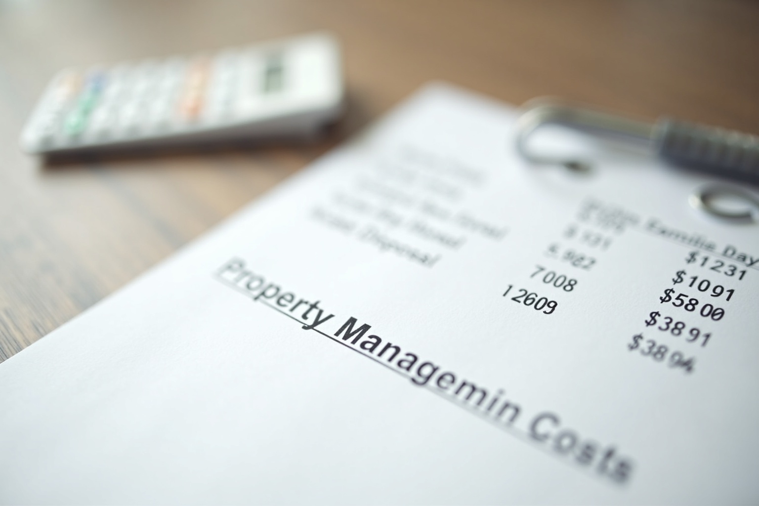 Nebenkostenabrechnung neben Taschenrechner auf einem Küchentisch