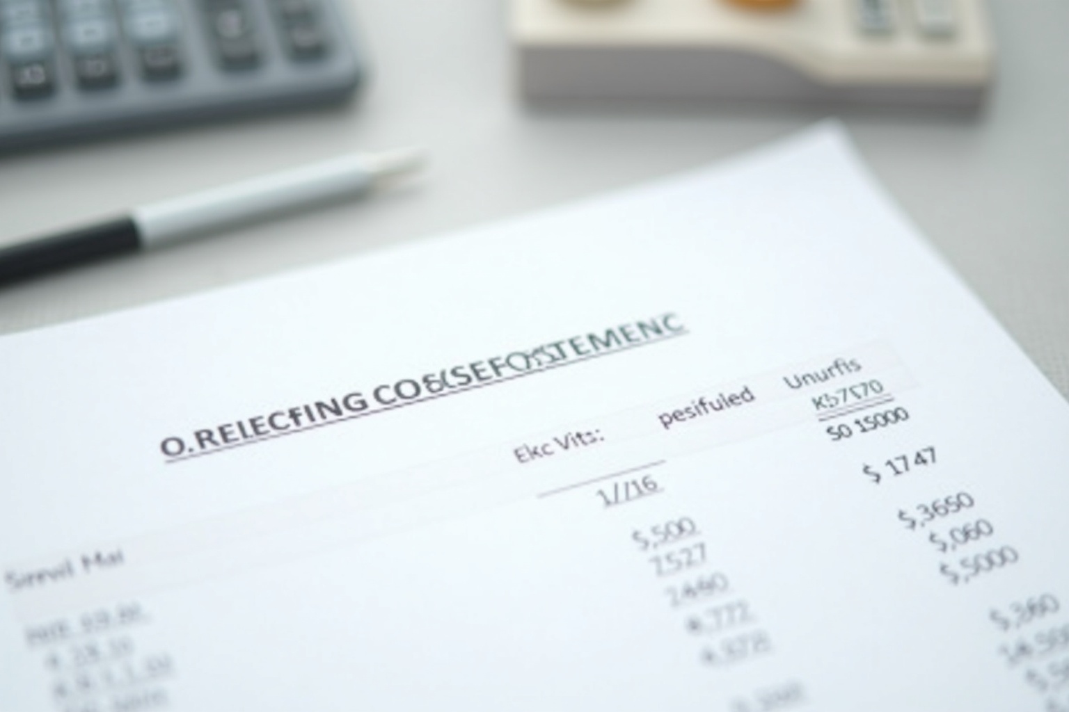 Betriebskostenabrechnung mit verschiedenen Kostenposten